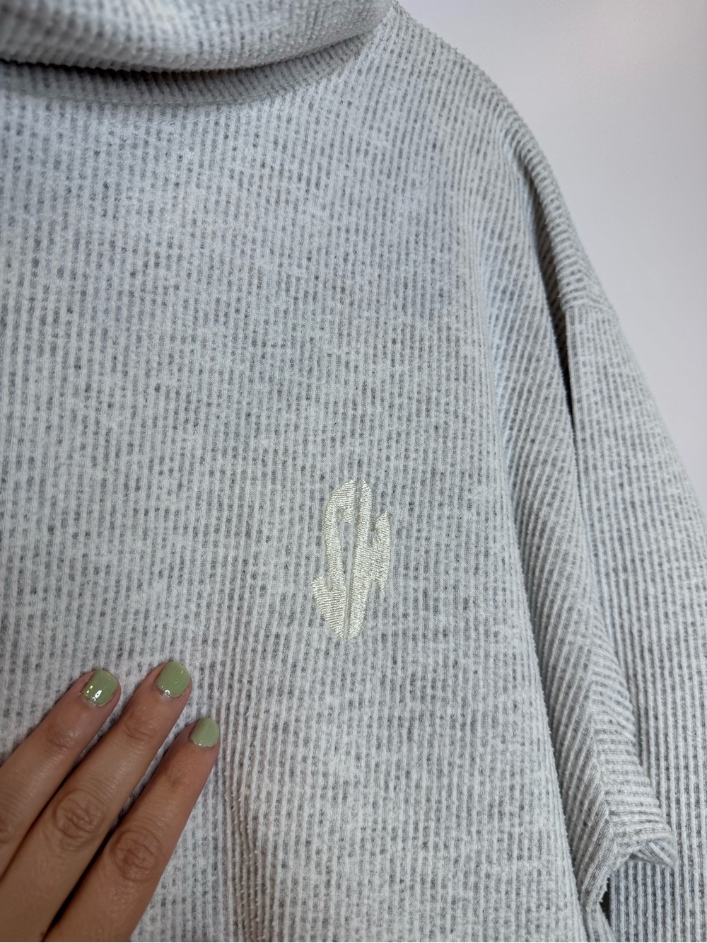 Vintage Shooky Cozy Ribbed Knit Lounge Set Gray Turtleneck 90s cropped petite - Picture 7 of 11